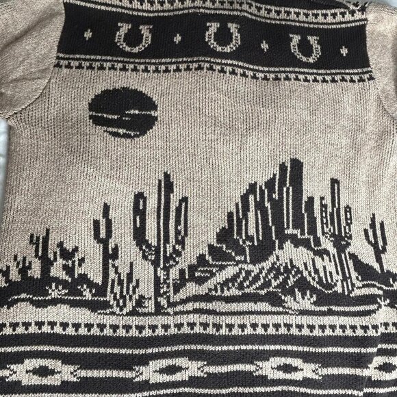 Wrangler Sweater Mens Large Brown Shawl Collar Toggle Cardigan Western Cowboy - Picture 3 of 12